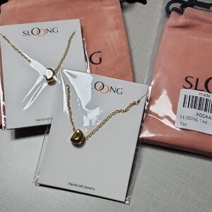 14K gold plated D initial necklace.